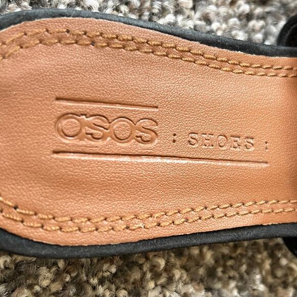 Asos Landing Mules Womens 7 Black Suede Slip On Flats Pointy Comfort Shoes - Picture 11 of 13